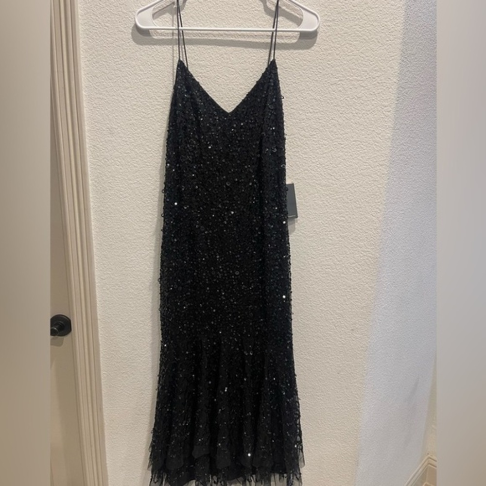 Adrianna Papell Black Sequin Formal mid length Dress